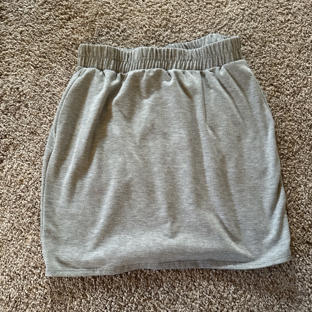 Gray Smocked Bubble Mini Skirt for Casual Wear